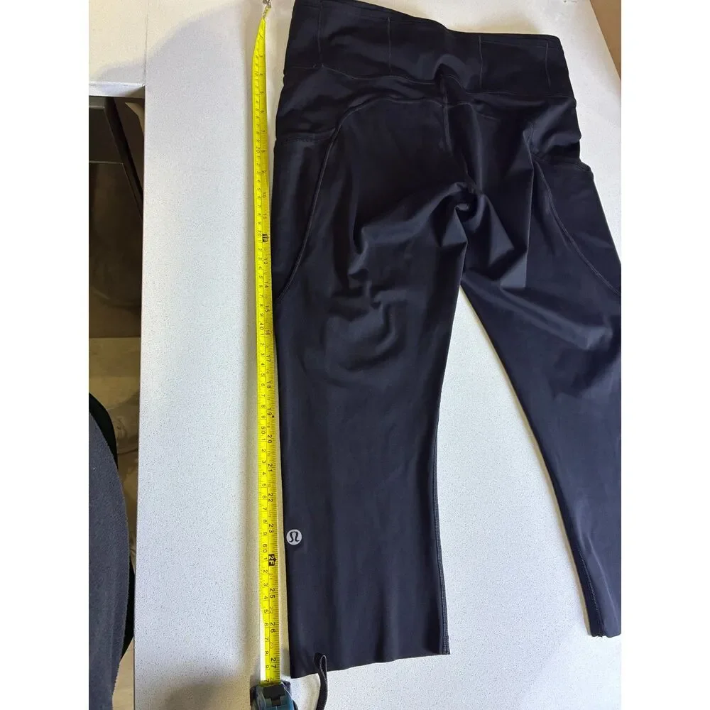 Lululemon Cropped Leggings Women's Size 8 Black Altered Cut Hem Yoga Pants